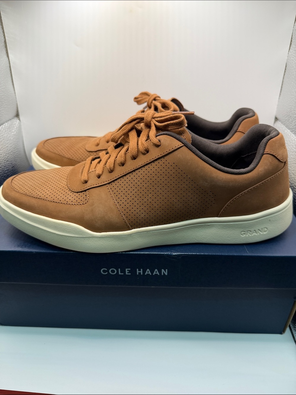 Cole Haan Tan Leather GrandPro Perforated Sneakers